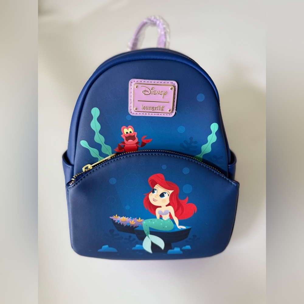 NWT Loungefly Disney Ariel and Sebastian Kids Mini Backpack - Under The Sea